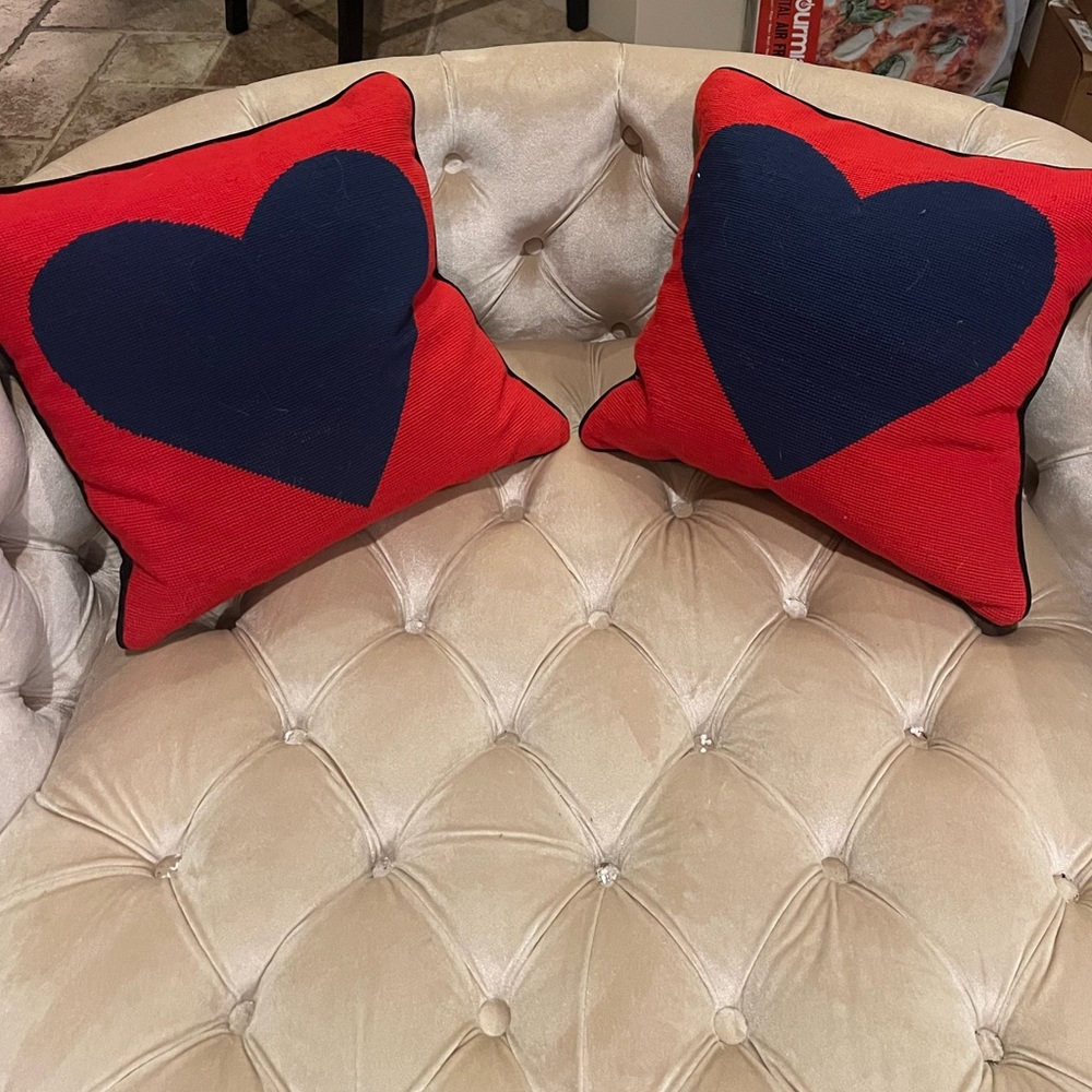 Jonathan Alder Hand Stitched heart pillow
